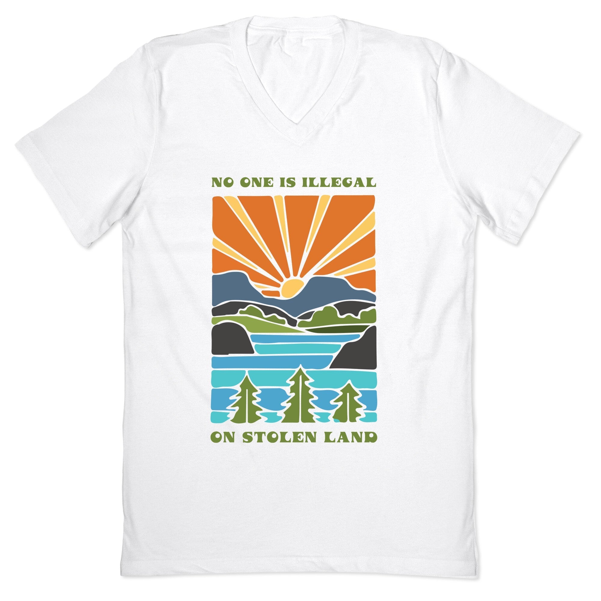 No One Is Illegal On Stolen Land V-Neck
