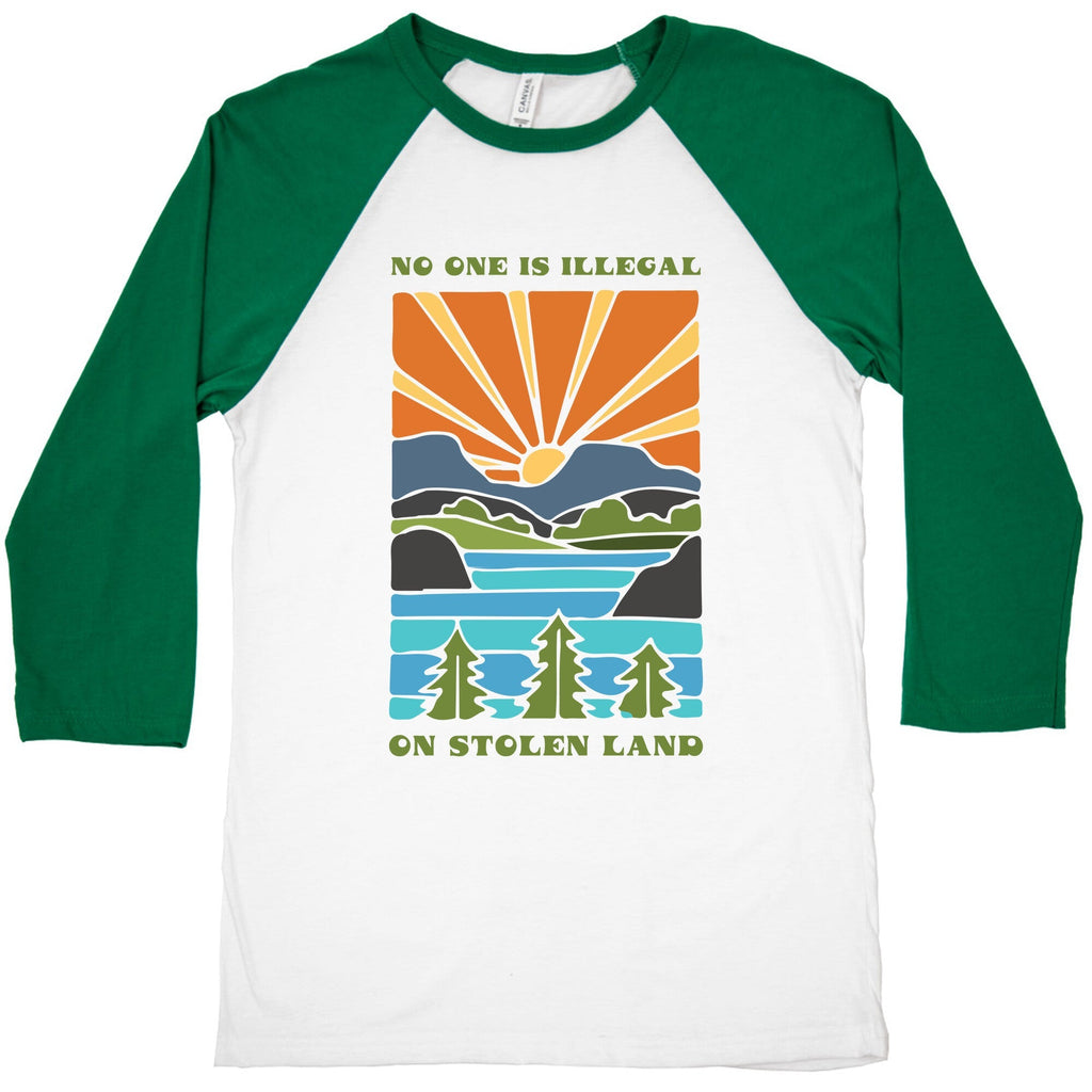 No One Is Illegal On Stolen Land Baseball Tee