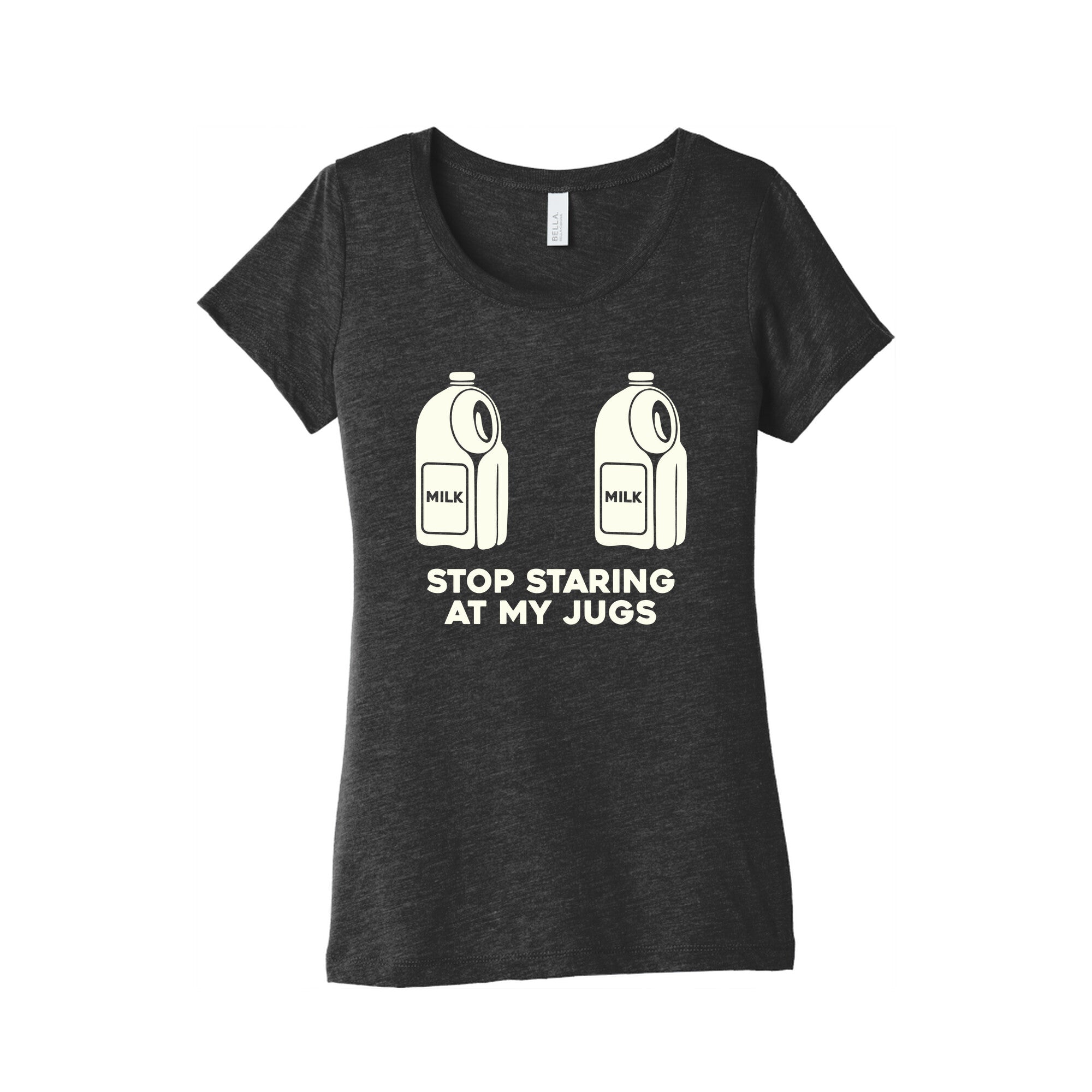 Stop Staring At My Jugs Womens Triblend Tee