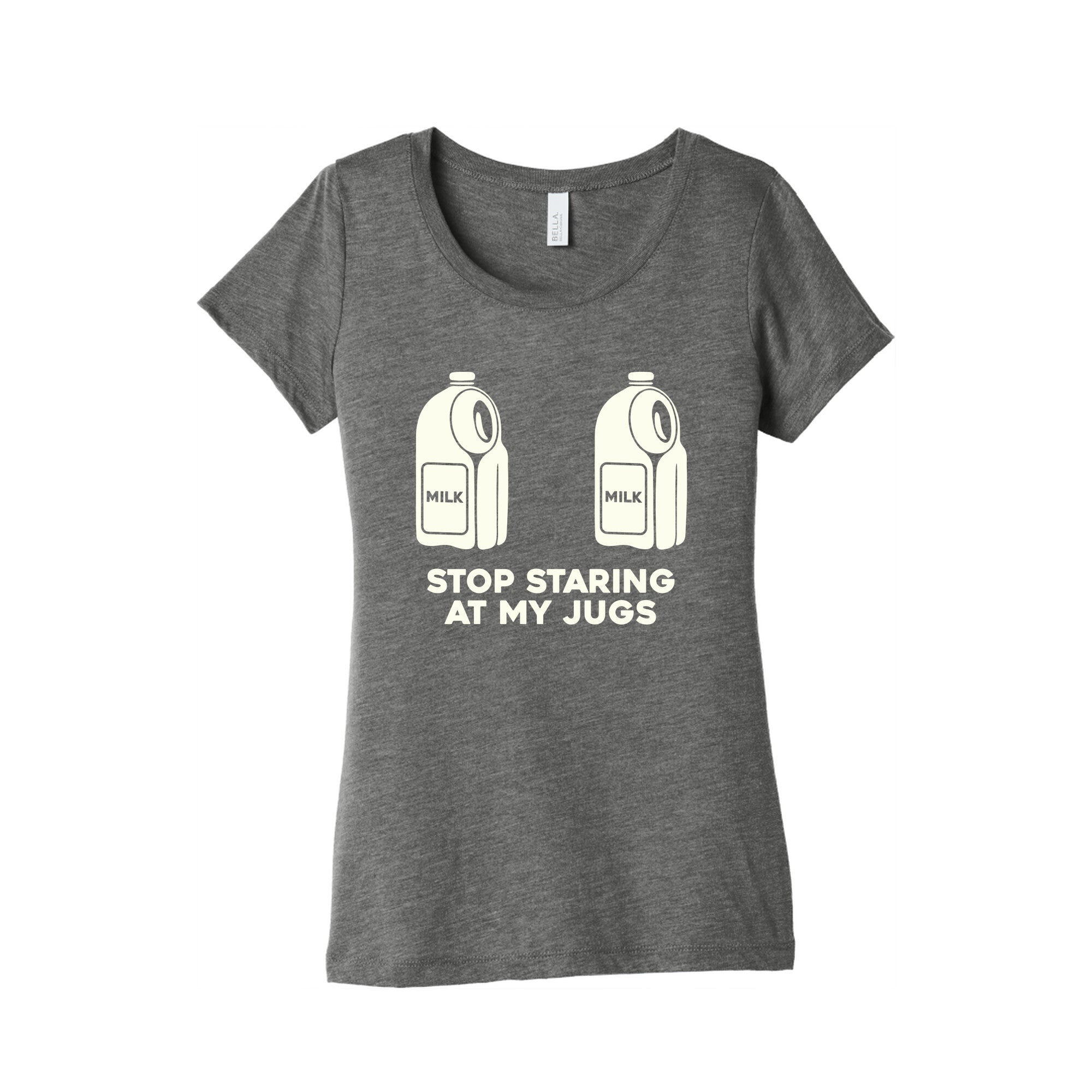 Stop Staring At My Jugs Womens Triblend Tee