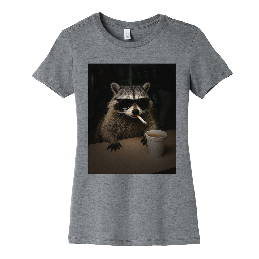 Coffee Raccoon Womens Cotton Tee