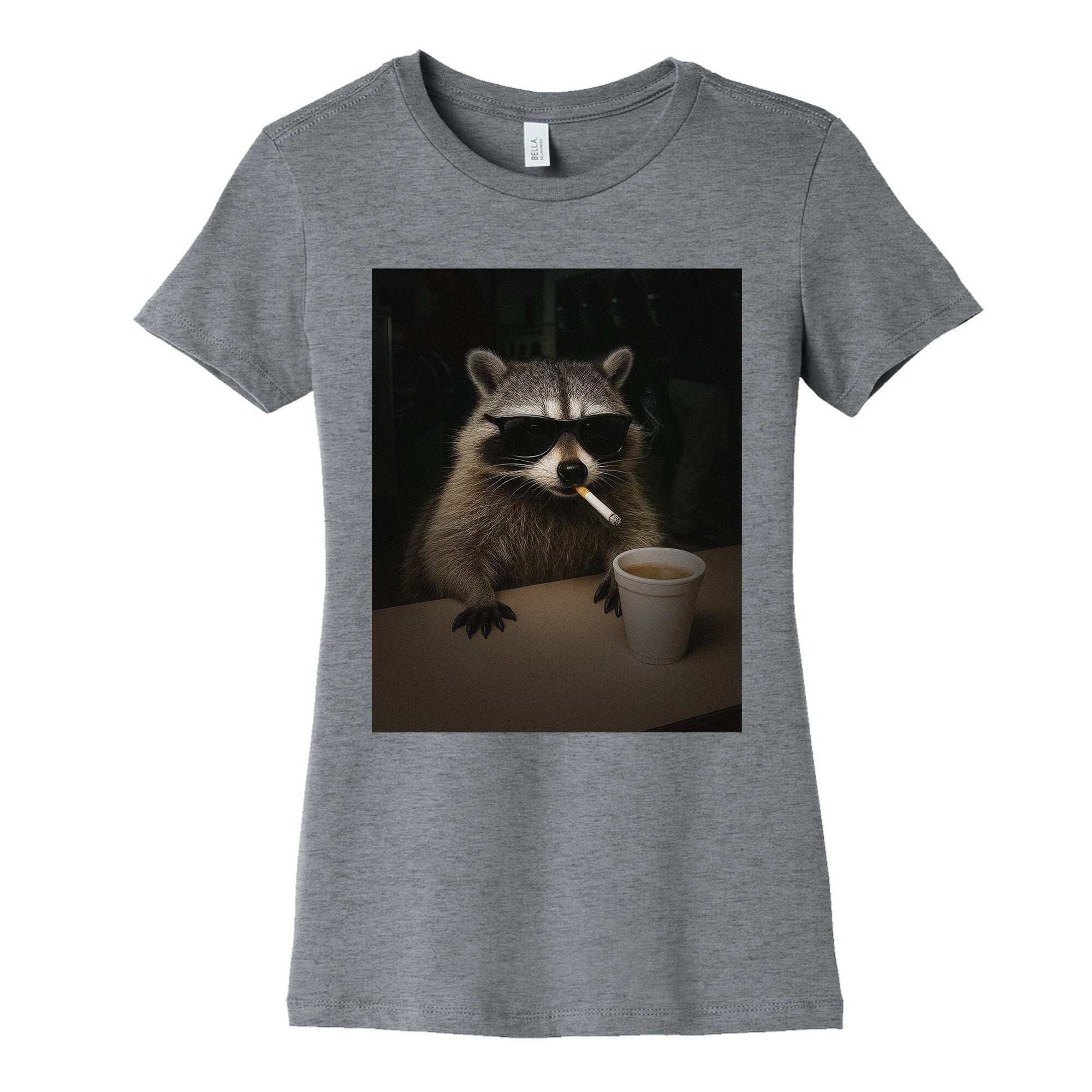 Coffee Raccoon Womens Cotton Tee