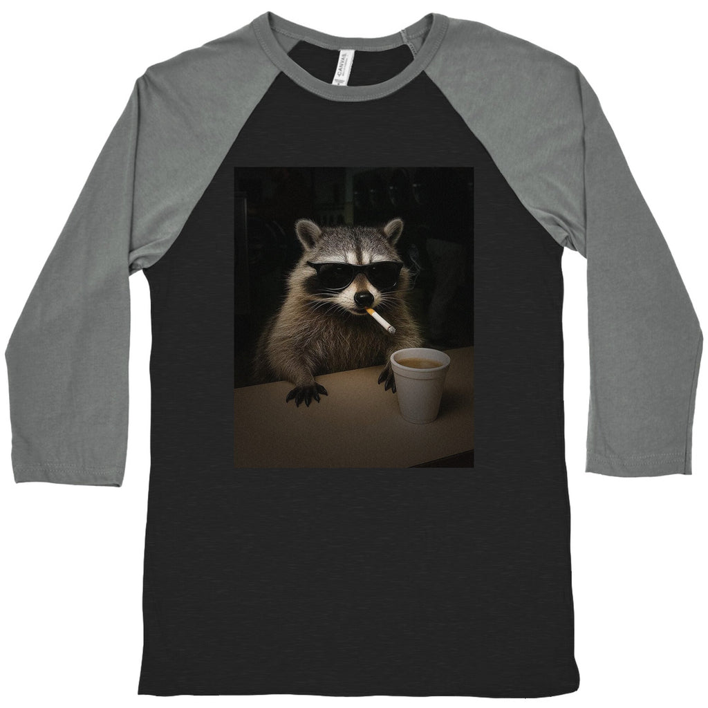 Coffee Raccoon Baseball Tee