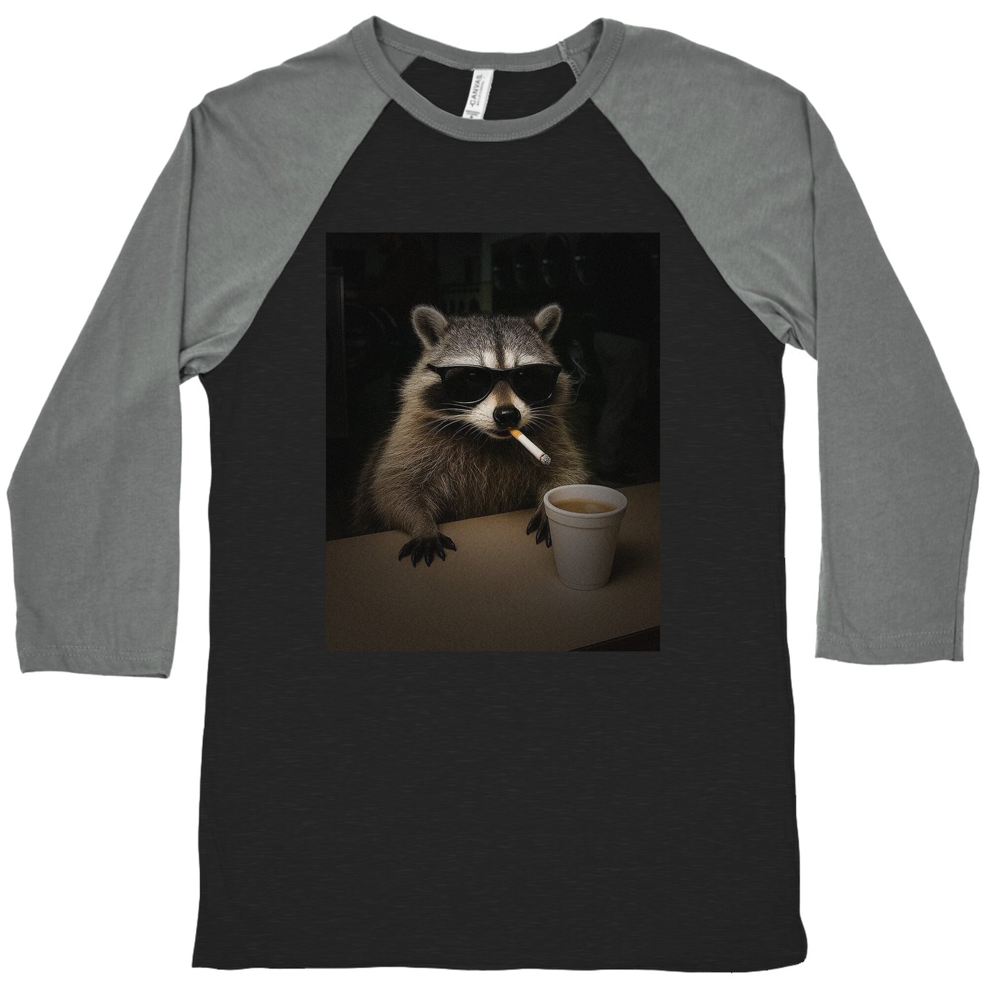 Coffee Raccoon Baseball Tee