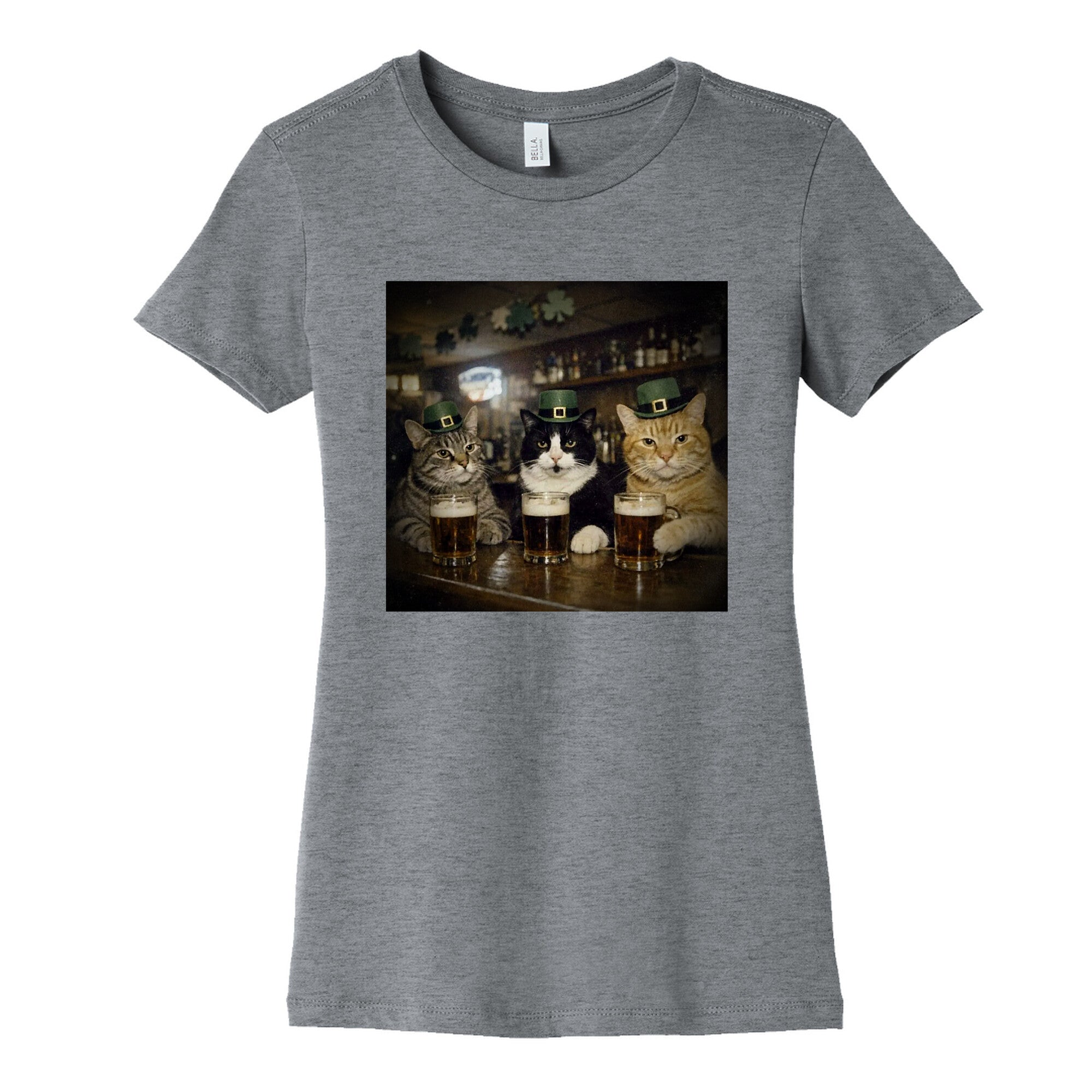 Saint Patrick Cats Womens Cotton Tee
