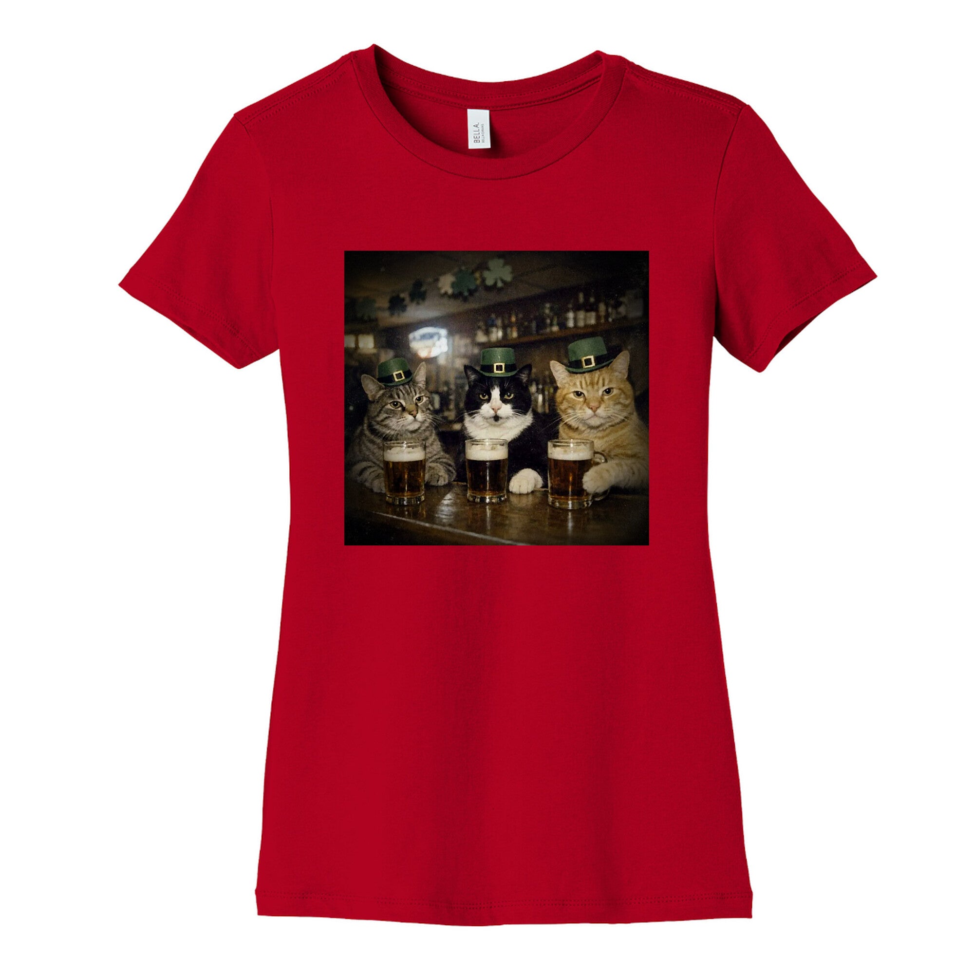 Saint Patrick Cats Womens Cotton Tee