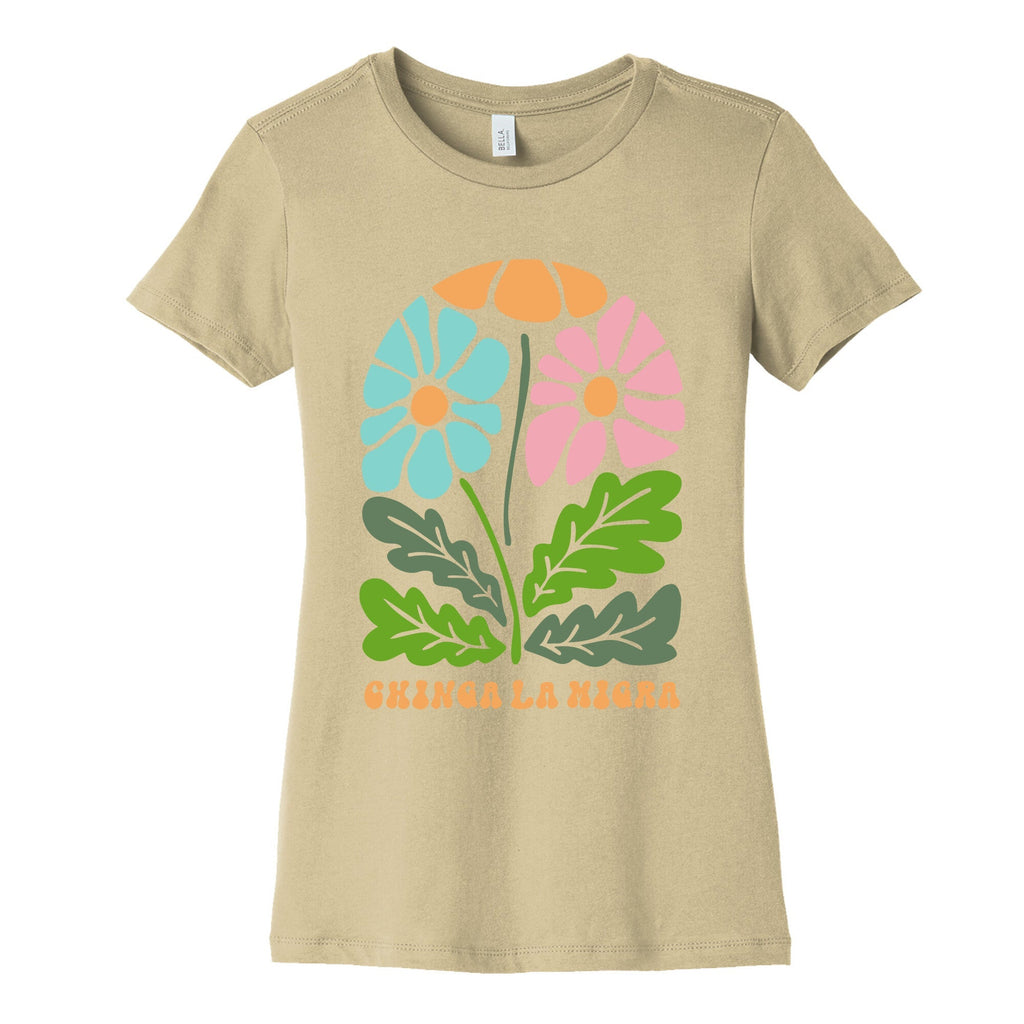 Chinga La Migra Flower Womens Cotton Tee