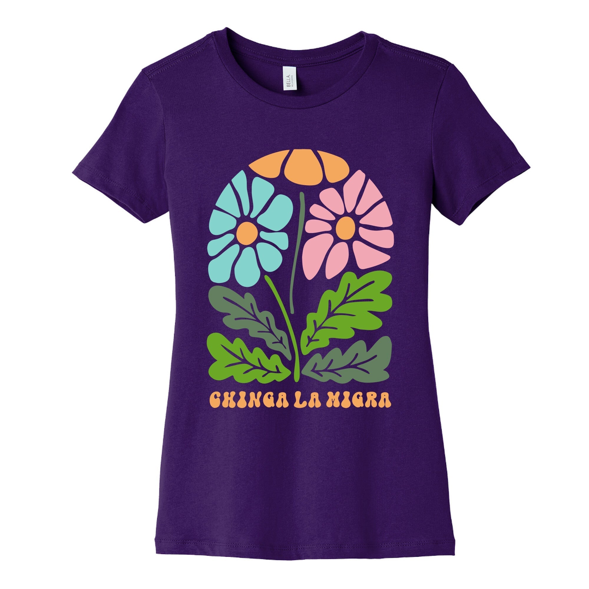 Chinga La Migra Flower Womens Cotton Tee