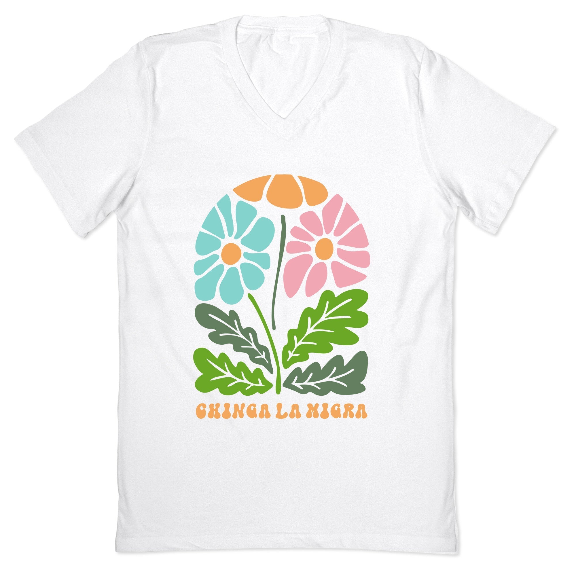 Chinga La Migra Flower V-Neck