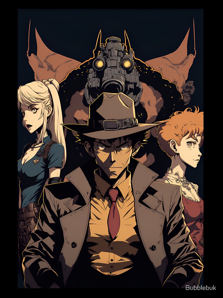 Anime Detective Man with his sidekicks by Bubblebuk