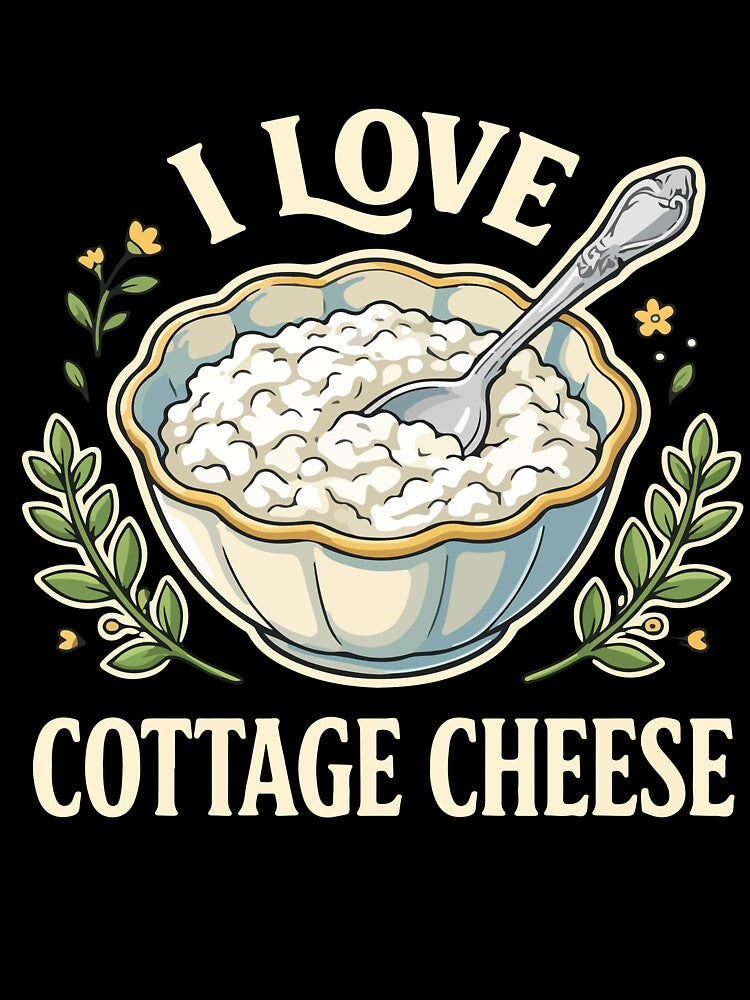 I Love Cottage Cheese Funny Food Lover Dairy Humor Retro by kiralynstration