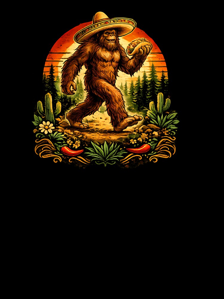 Bigfoot Carrying Taco Cinco De Mayo by Le7yaStore