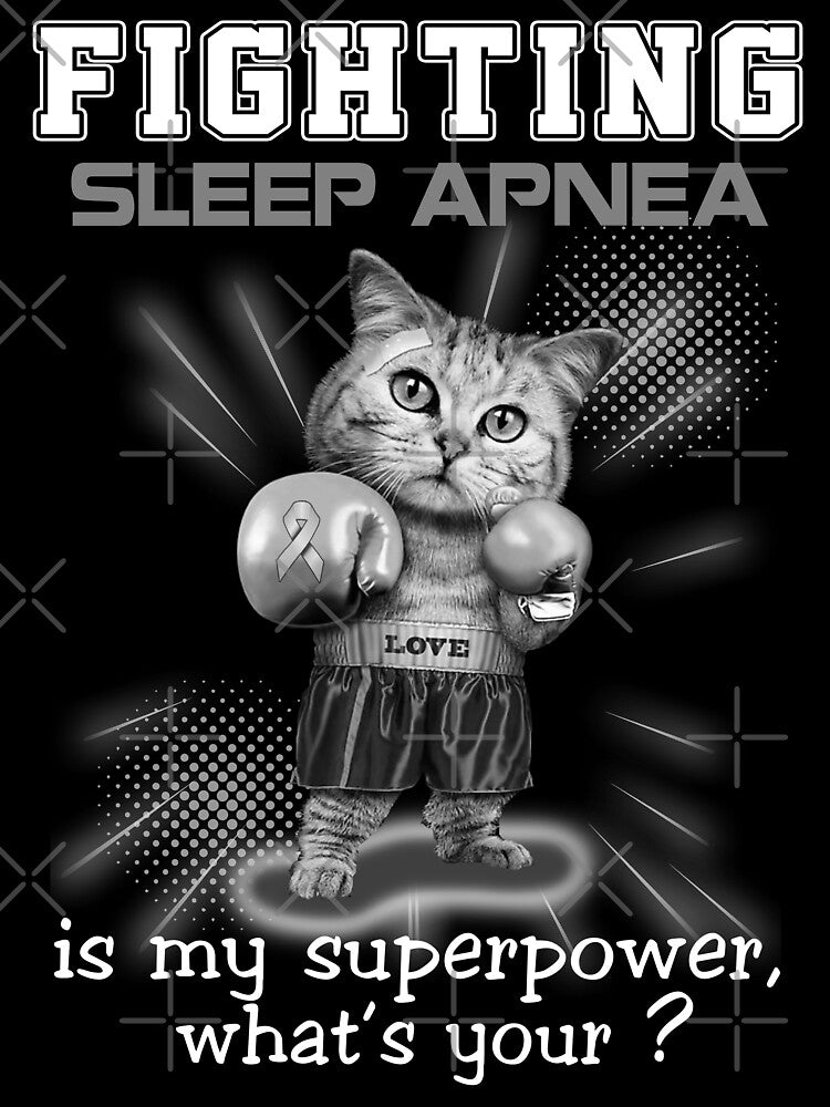 Funny Cat Fighting Sleep Apnea Is My Superpower What's Your by Kohend
