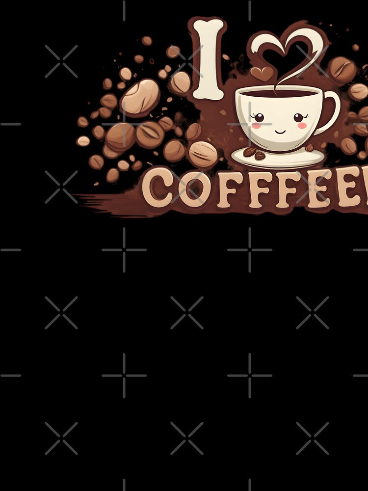 I Love Coffee Cute Cup and Beans Illustration by DZ-Merch