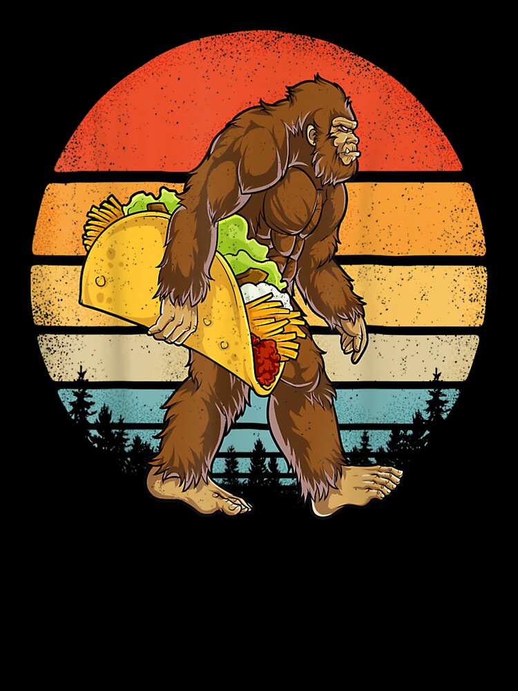 Bigfoot Carrying Taco Retro by HeatherJanis