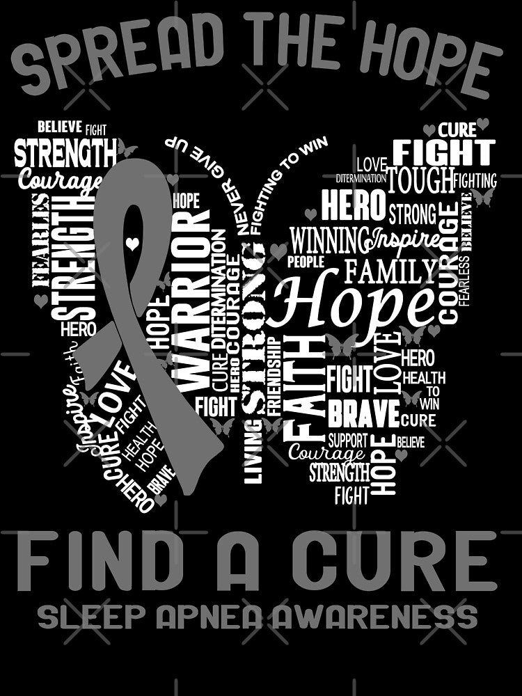Butterfly Ribbon Spread The Hope Find A Cure Sleep Apnea Awareness by Tadmab