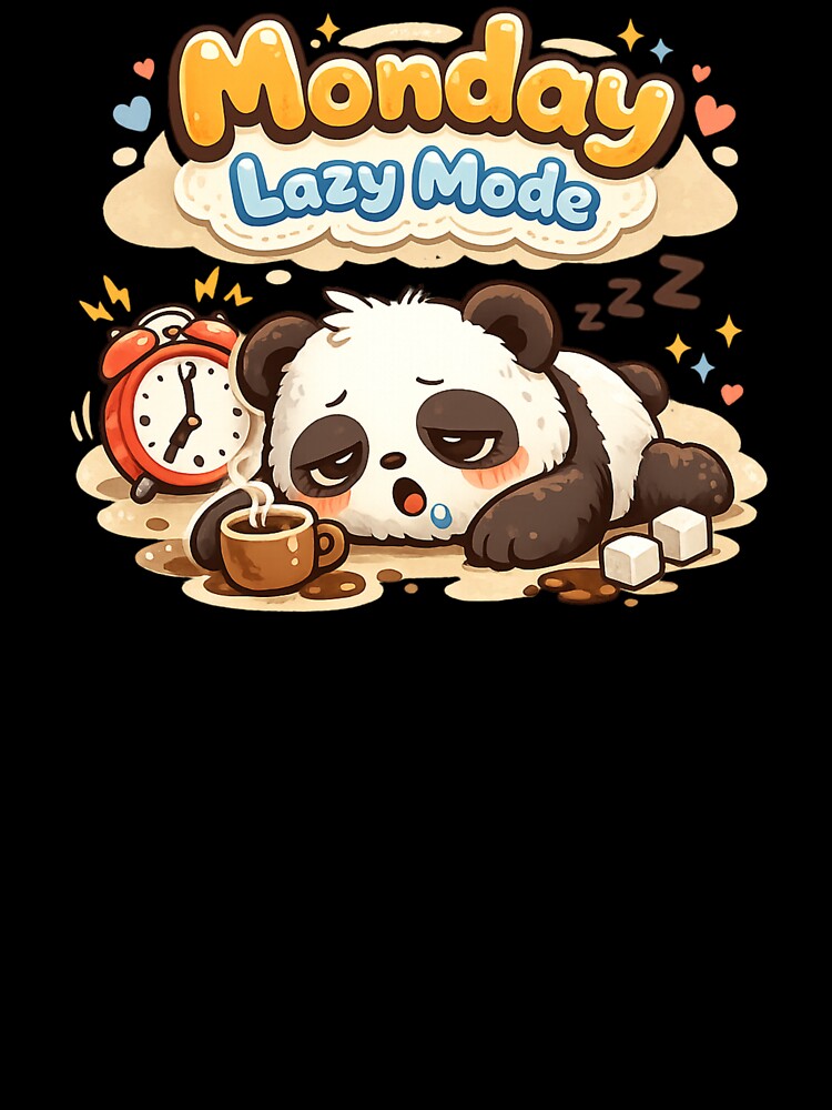 Cute Panda Monday Lazy Mode – Tired Panda Coffee Monday Mood T-Shirt by DarojadNR