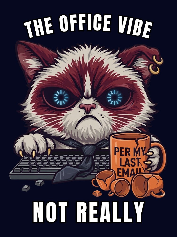 The Office Vibe Not Really Funny Cat Office Humor T-Shirt by Fangtasia77