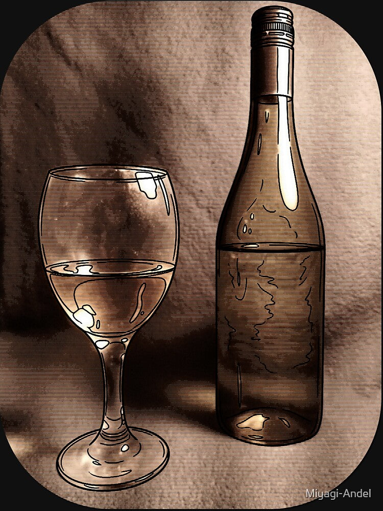 Wine Bottle and Glass Illustration by Miyagi-Andel
