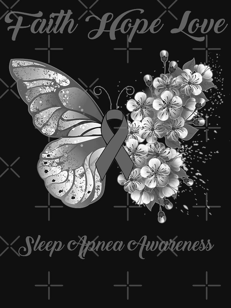 Faith Hope Love Sleep Apnea Awareness Butterfly Ribbon Gifts by Adropine