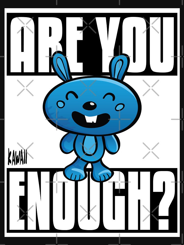 Are You Bunny Enough? Kawaii Lovable Cute Adorable Cartoon Blue Bunny by ProjectX23