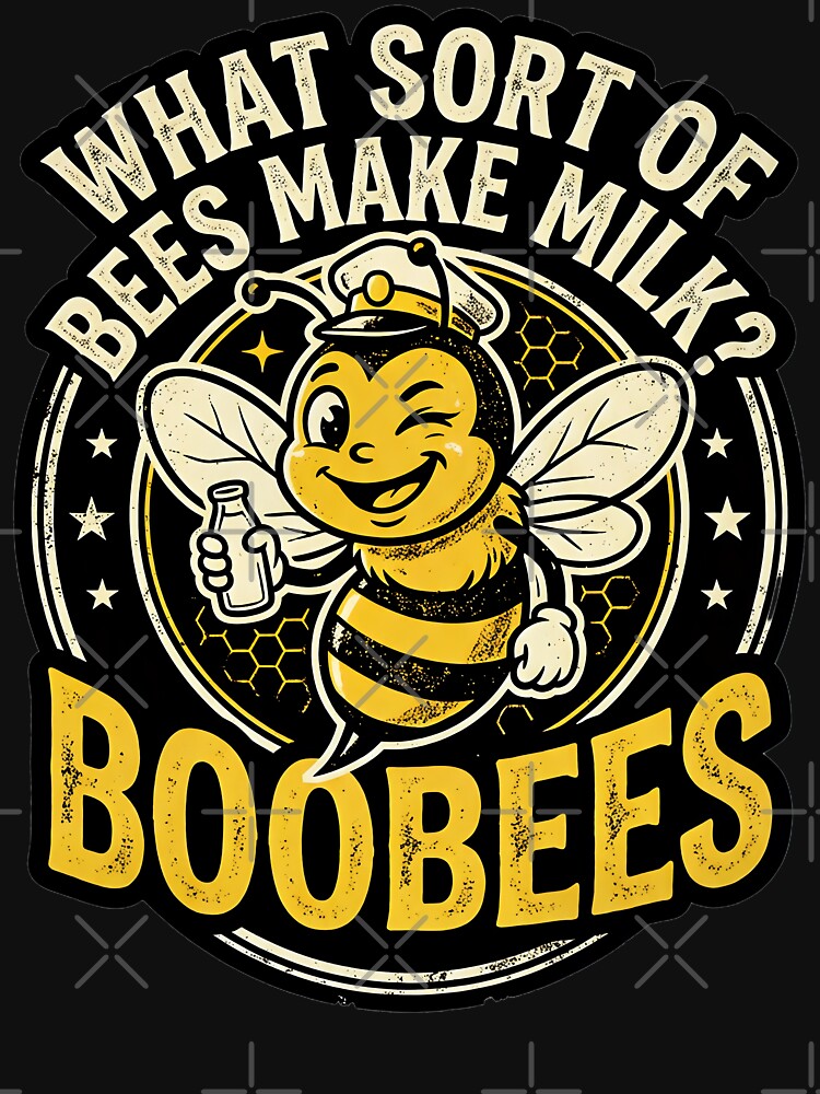 What sort of bees make milk? Boobees! Funny retro bee dad joke by KHWD