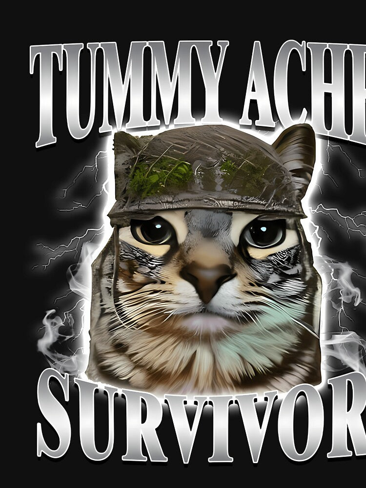 Tummy Ache Survivor Funny Cat Meme by grumpzara