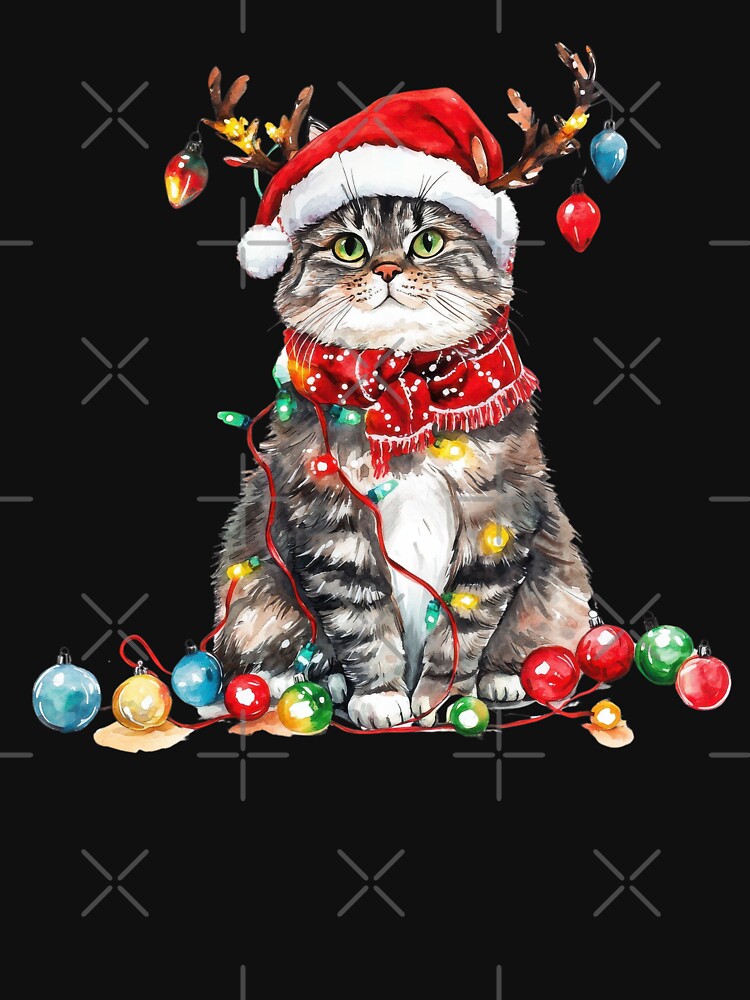 Watercolor Cat Christmas Tree by Sromwit Bunrid