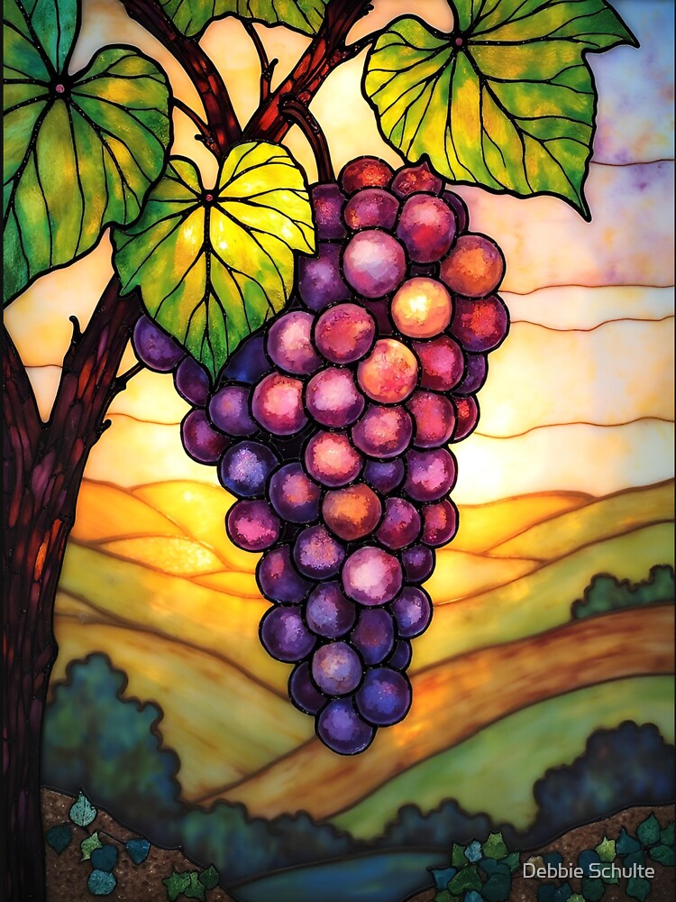 Stained Glass Grapes | Vineyard Wine Art by Debbie Schulte