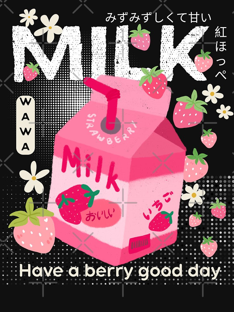 Strawberry milk kawaii by InkRiot Studios