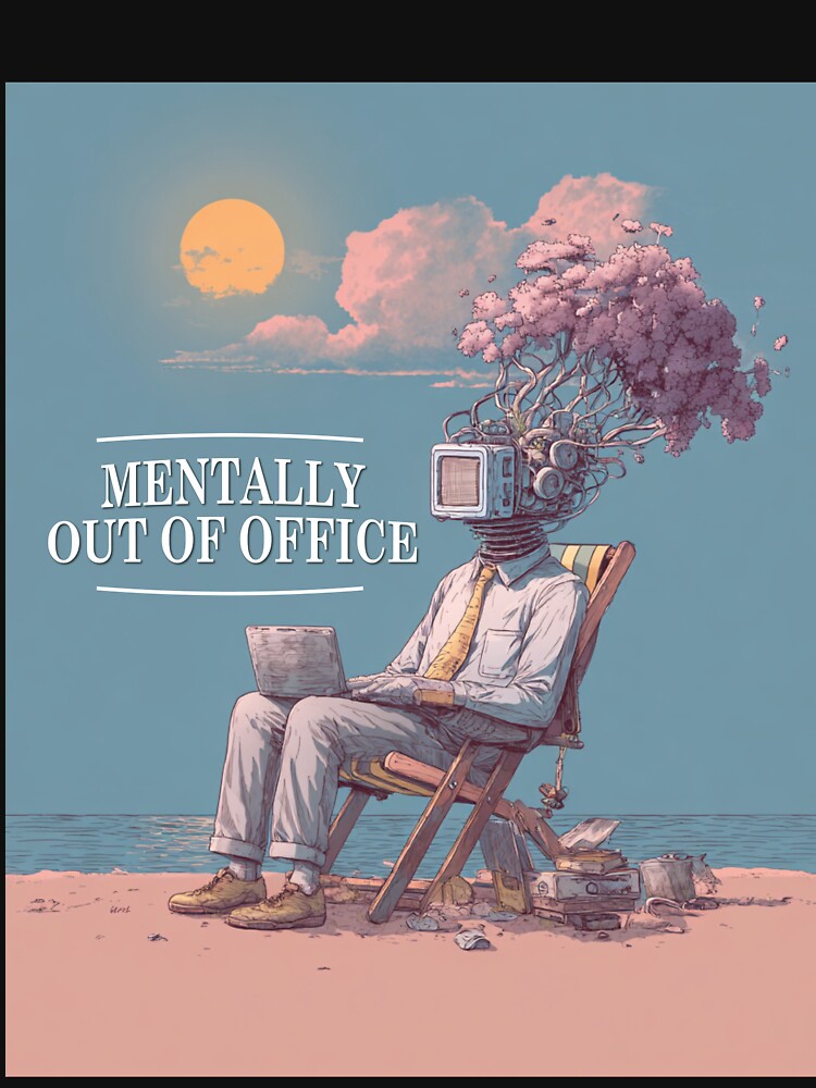 Mentally Out of Office Funny Burnout Shirt Surreal Work Humor Design by Ce-Ci-Mb