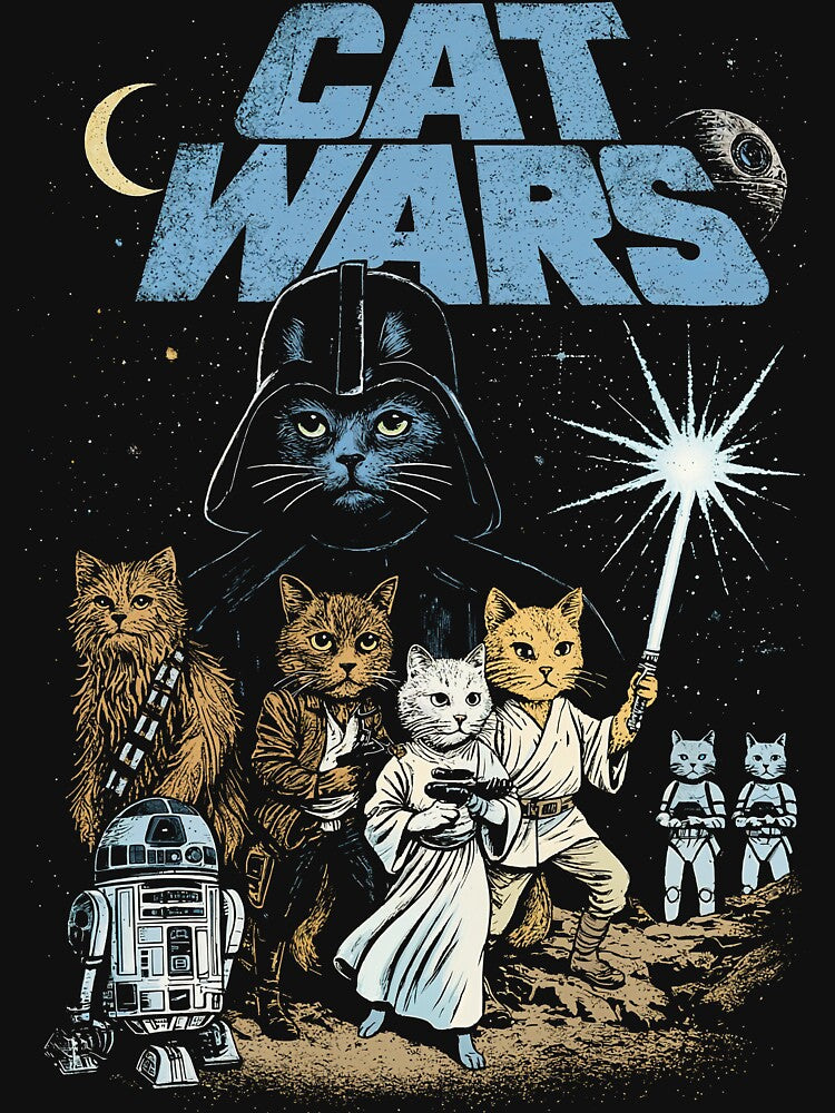 Cat Wars Vintage Graphic T-Shirt – Funny Space Cat Parody Tee for Cat Lovers by Dutenarafi