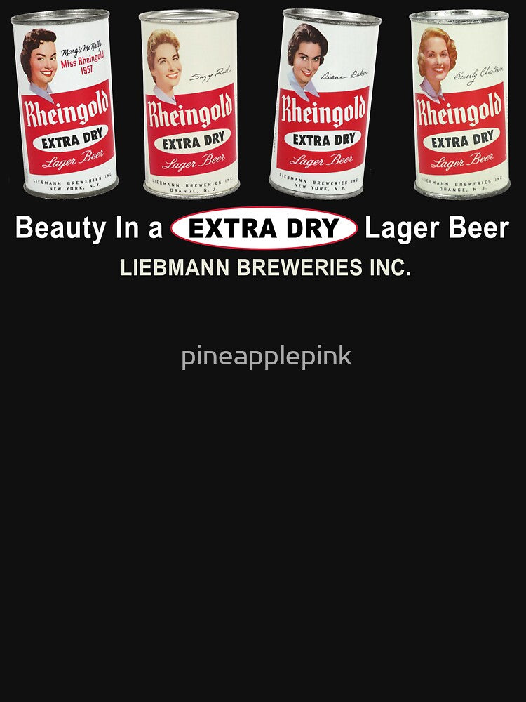 Rheingold Beer Miss Rheingold Cans - Designed for dark items by pineapplepink
