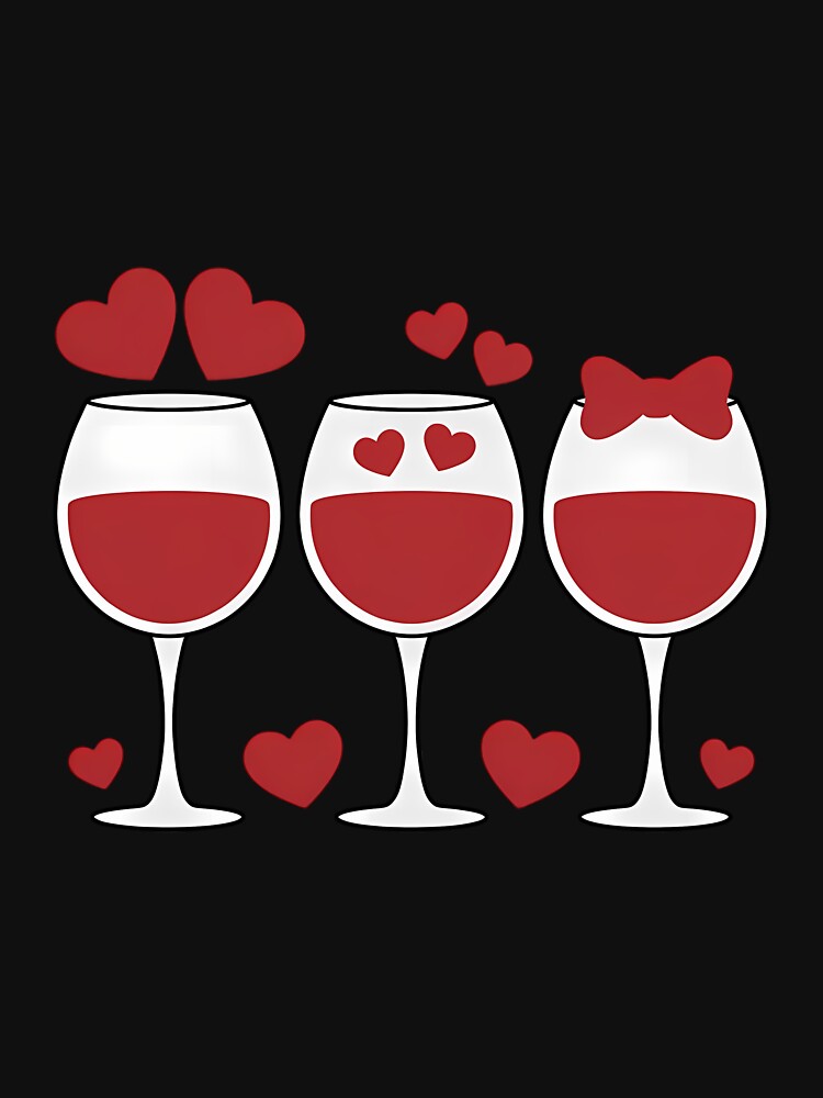 Three Glasses Wine Heart Love Drink Wine Valentine Day by Moon-Ape