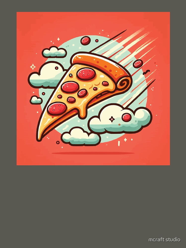 Flying slice of pizza by mcraft studio