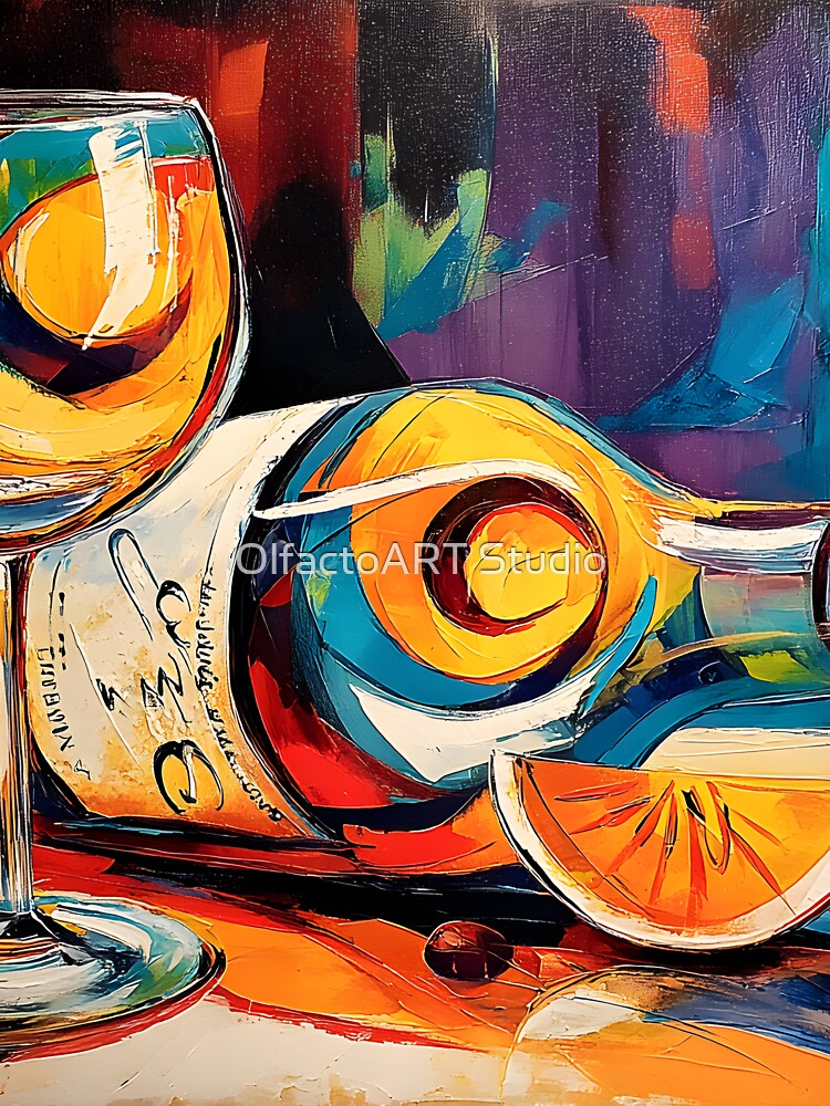 Raise a Glass to Vibrance - A Lively Abstract Celebration of Wine Color and Festive Energy by OlfactoART Studio