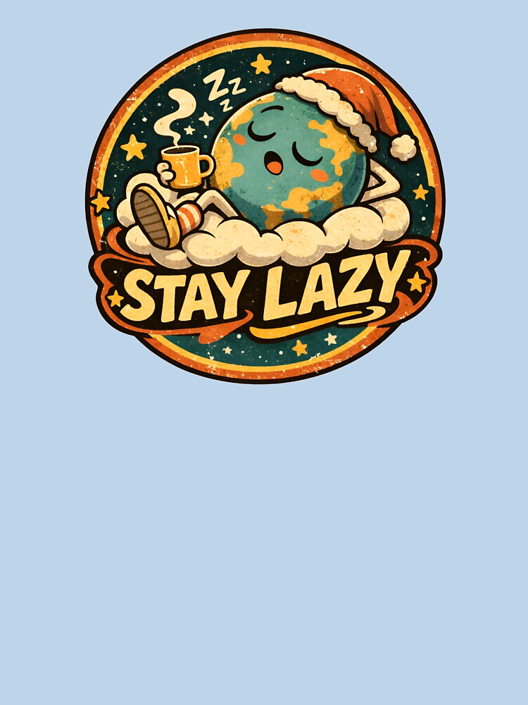 Stay Lazy – Sleepy Planet Vintage Cartoon Badge by WorkXPlay