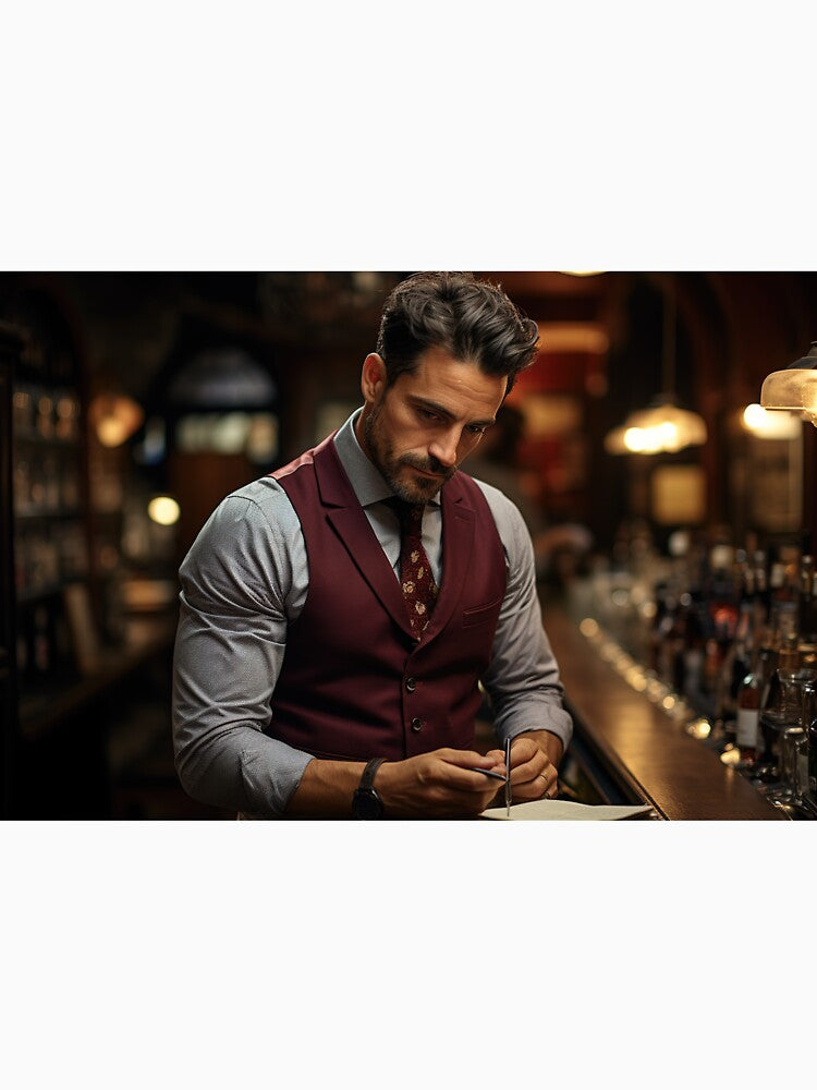 Sommelier Planning Wine for Upscale Restaurant by TheBrainArt