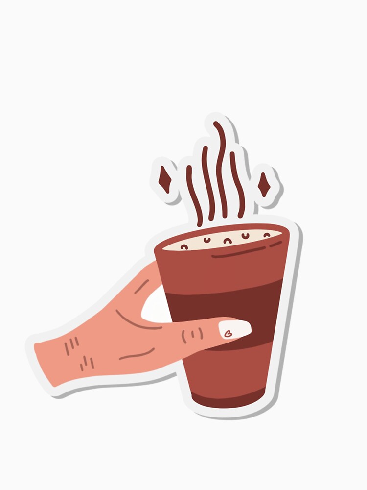Cute Coffee Cup Sticker Minimalist Coffee Lover Aesthetic by Shopchid