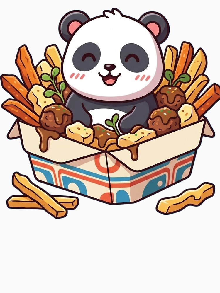 Cute Panda Fast Food Lover – Kawaii Fries & Snack Box Cartoon Design by snaperos
