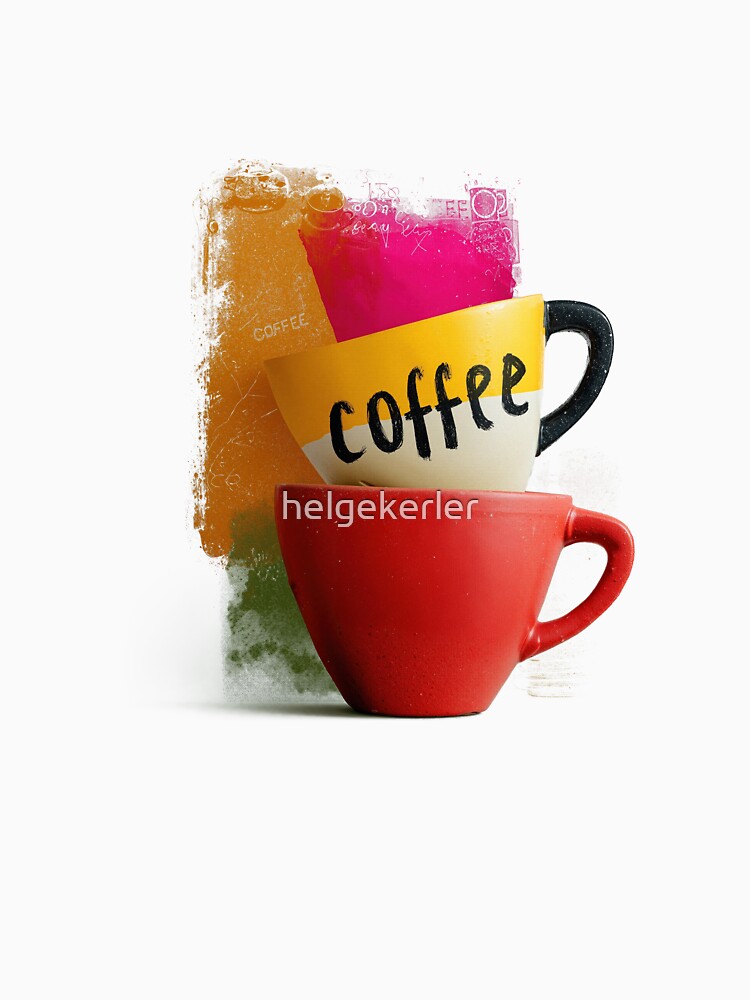 Vibrant Coffee Cups – Artistic Coffee Lover Design by helgekerler