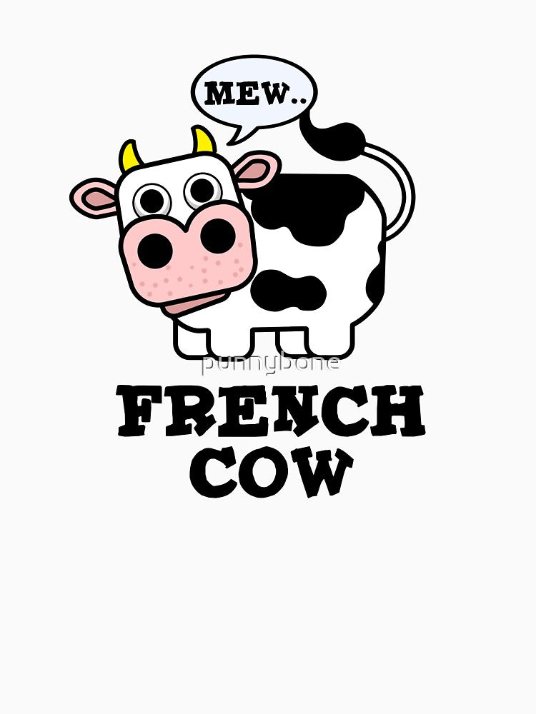 French Cow Cute Animal Pun by punnybone