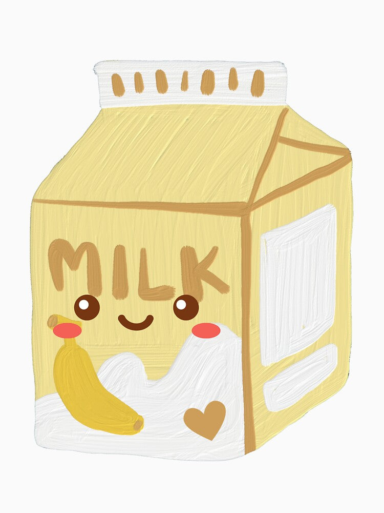 Kawaii Banana Milk Carton Sticker by Uryummypie