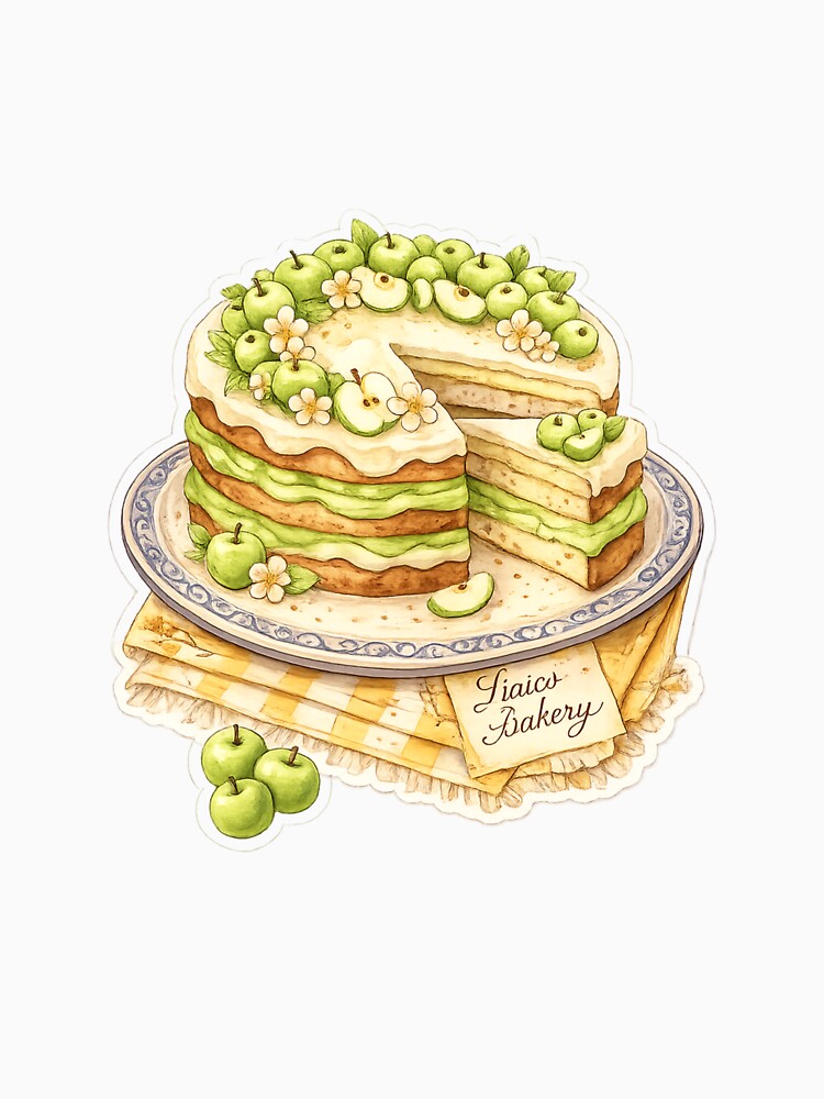 Beautiful and magical sliced ​​green apple cake. by LiriosLand