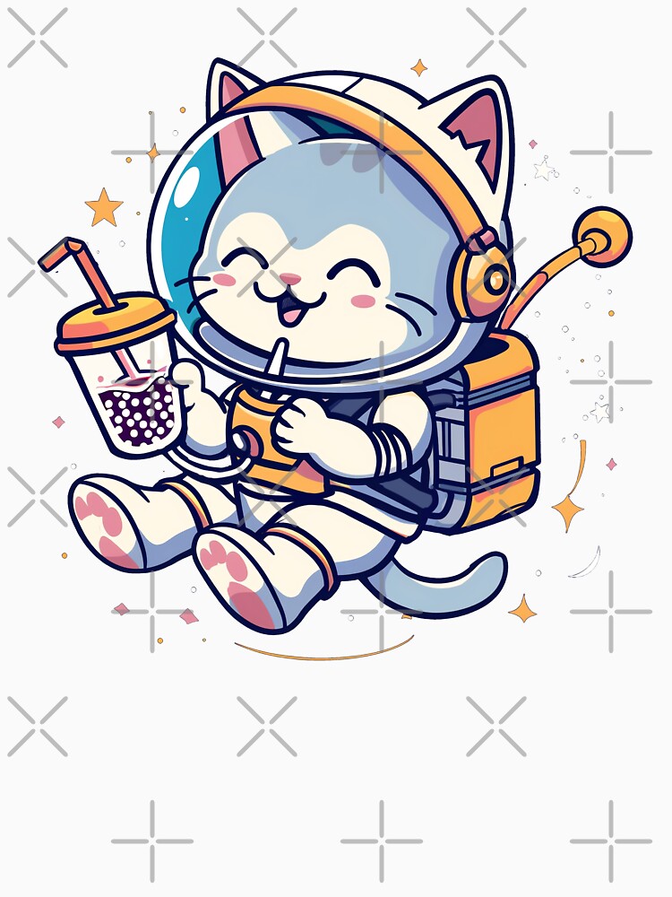 Space Boba Cat- white by Nufauna