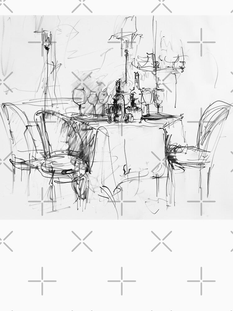 Restaurant Table Scene by SleekLineSketches