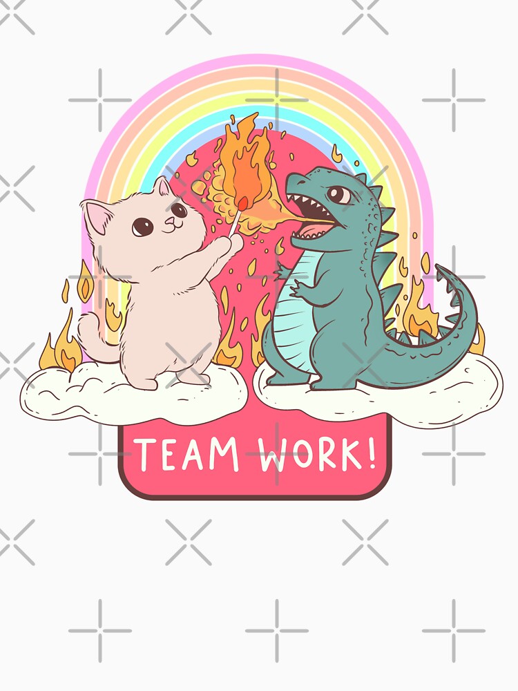 Team Work Cat and Dinosaur by Jess.a.creates