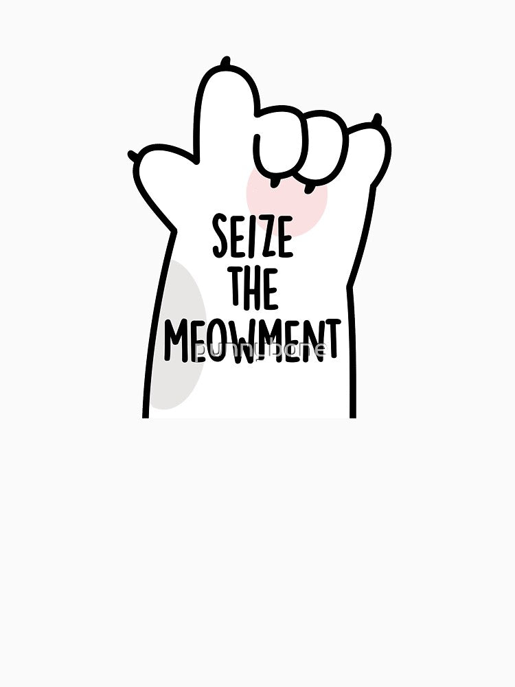 Seize The Meowment Positive Cat Pun by punnybone
