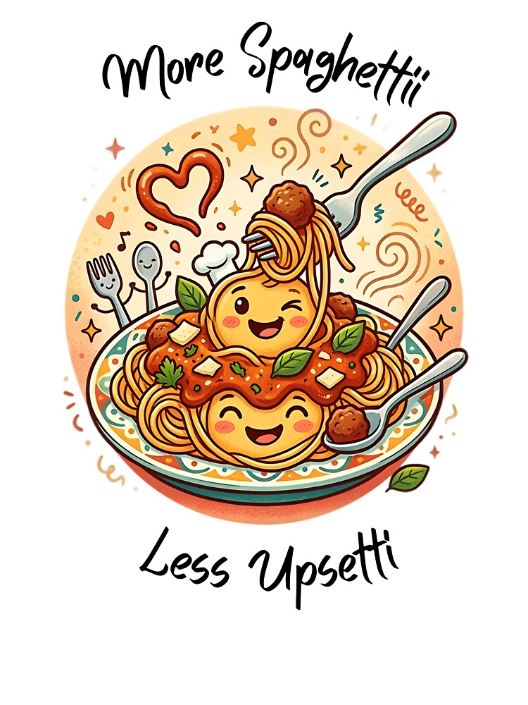 Whimsical Bowl of Happy Spaghetti and Meatballs by Naasily
