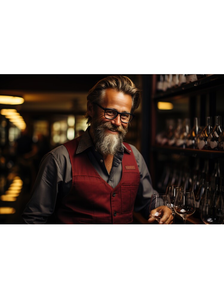 Sommelier Manager Showcasing Wine for Upscale Restaurant by TheBrainArt